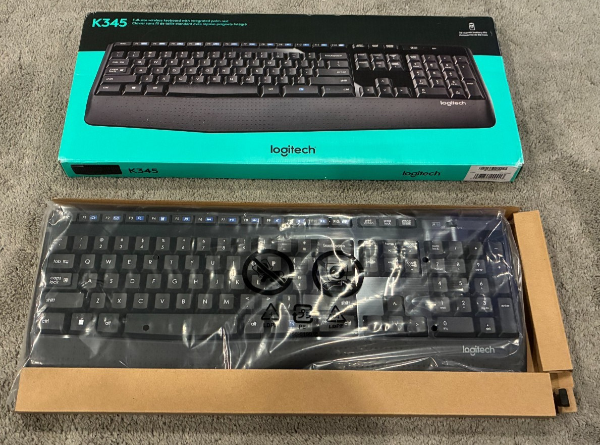 Logitech K345 Wireless Keyboard - Full-Sized Keyboard & Palm