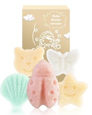 Konjac Baby Sponge for Bathing, 5Pcs Natural Cute Shapes, Kids Bath sponges f...