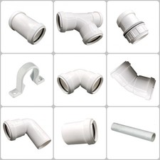 FLOPLAST 40mm PUSH FIT WASTE PIPE FITTINGS WHITE | 1M PIPE LENGTH