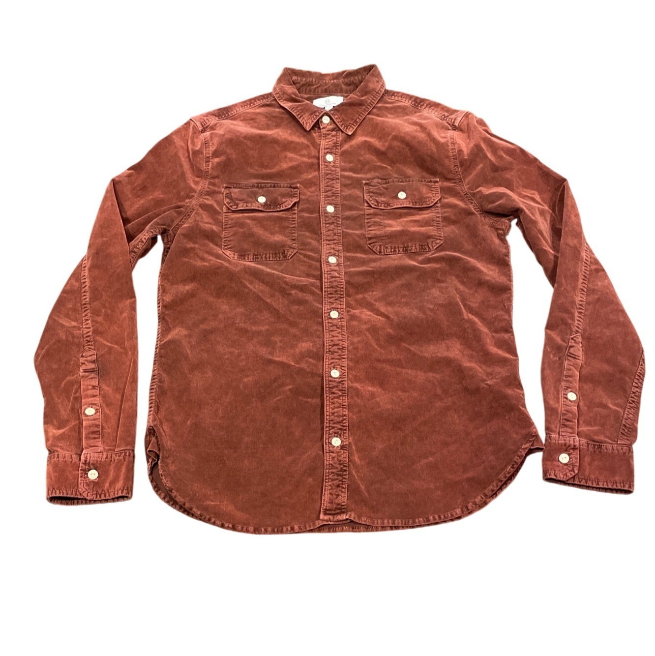 NWOT AG Adriano Goldschmied Men's M Utility Corduroy Shirt Burnt Orange Red
