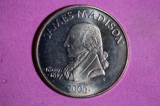 2000 Liberia James Madison 5 dolarów miedziano-niklowa moneta #M23212