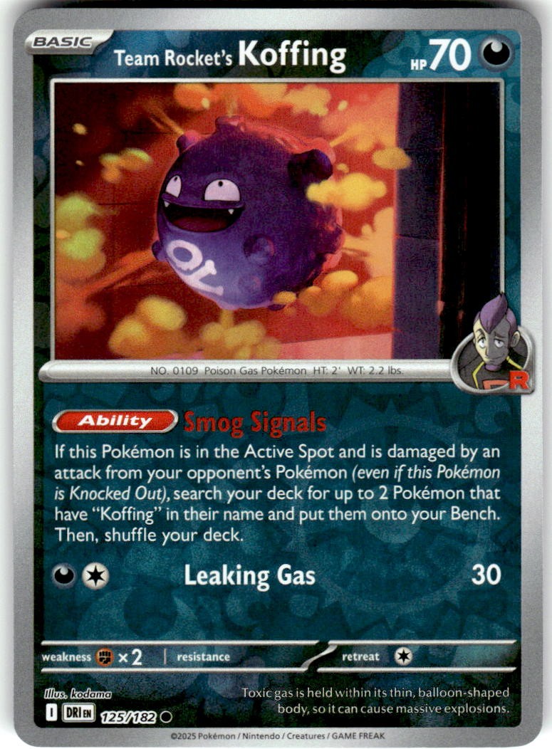 Team Rocket's Koffing 125/182 Common Destined Rivals Pokemon Reverse Holo NM/M
