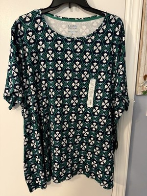 NEW! Women s Croft&Barrow The Classic Tee S/S 100% Cotton Top Plus Size 3X Navy