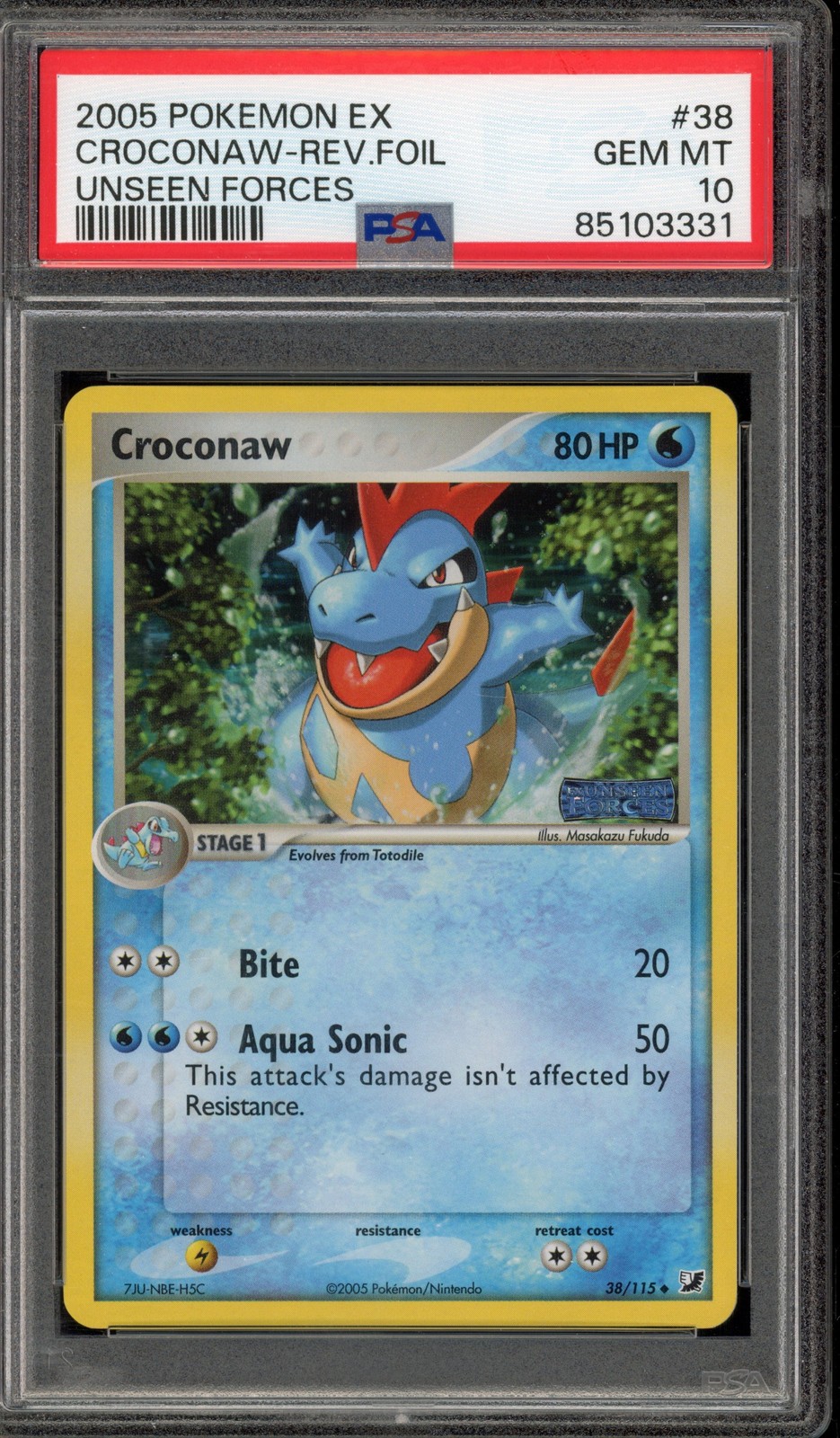 Pokemon Croconaw EX Unseen Forces Reverse Holo #38 PSA 10 Gem Mint