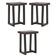 Home Square Solid Wood Live Edge Stool in Cherry and Ebony - Set of 3