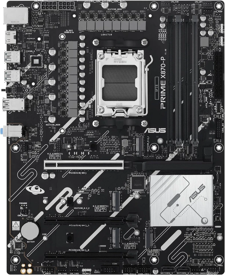 ASUS PRIME X870-P AMD ATX motherboard, 14-2-1(80A) power stages, PCIe 5.0 x16 sl - Imagen 4 de 4