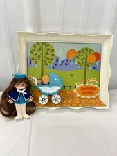 Vintage Flatsey Nancy Doll With Frame , Stroller, Baby And Rattle 1960s Rare