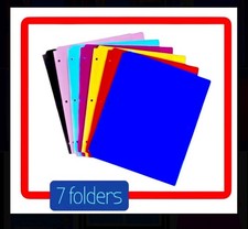 7 Count Pen Gear 2 Pocket Portfolios Binder Folders Assorted Colors. Poly Cover