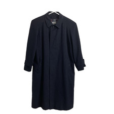 VTG Burberry London Trench Coat Mens 46R Navy Blue 1998 Long Zip Out Wool Lining