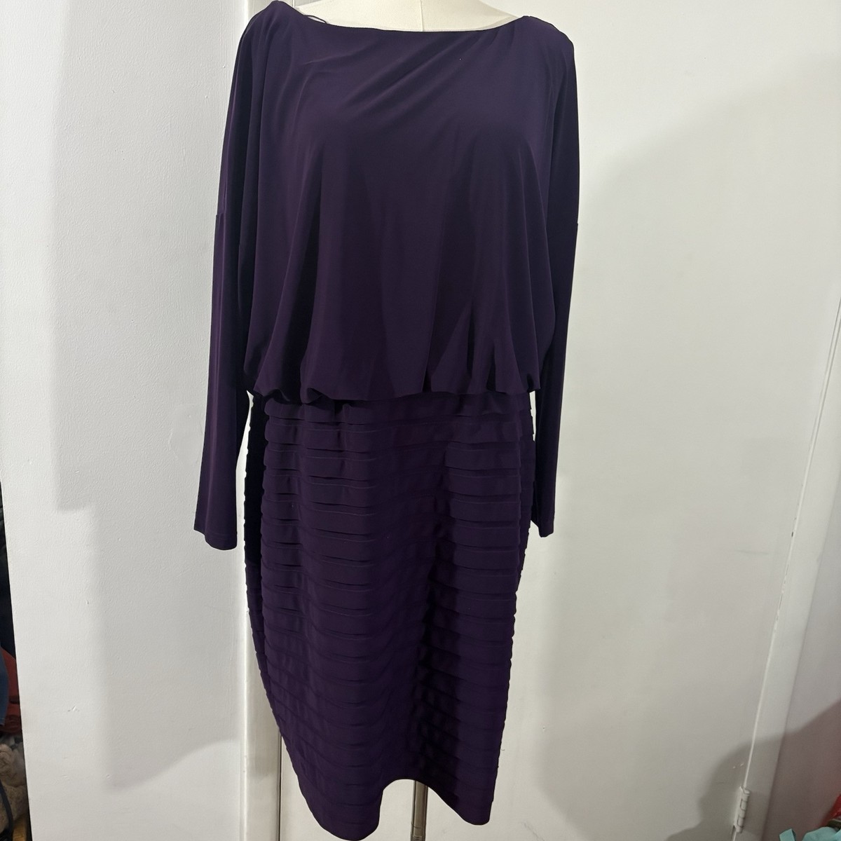 dressbarn purple dress Dressbarn Womens Purple SS Flower Embellished Dress Wms. Size 18