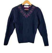 VTG Evan Picone v neck academia fisherman wool sweater 90s sz M