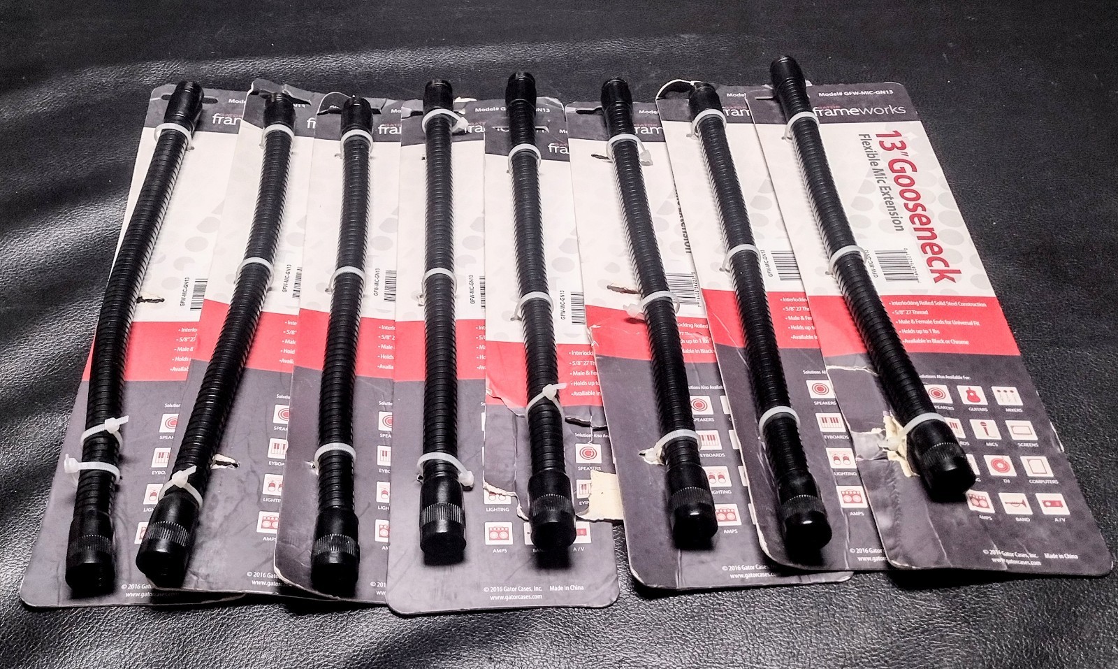Brand New 8- Gator Frameworks GFW-MIC-GN13 Black Gooseneck - 13-inch (8-pack)