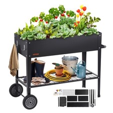 VEVOR Jardinière Lit de Jardin Surélevé Potager Acier Galvanisé 110x49,5x80 cm