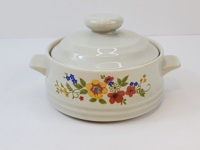 Sweet Flowers Stoneware Casserole Dish With Lid Individual Bake & Serve Japan