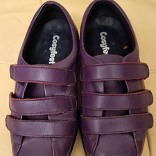 Cosyfeet Extra Roomy Purple Leather Hook & Loop Strap Comfort Shoes UK 4
