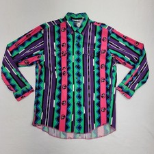 Wrangler Cowboy Cut Regular Fit men sz 16.5 x-long tails aztec button down shirt