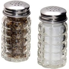 Vintage Style Salt and Pepper Shakers Set with Stainless Steel Tops
