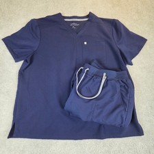 Fabletics Mens Blue Scrub Set XXL Helix Top All Shift Joggers Medical