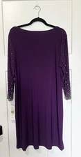 MSK Women's Purple Embellished Long Sleeve Dress Size XL Mother Of Bride Elegant