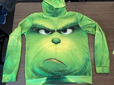 The Grinch Christmas Hoodie Unisex Green 3D Print Face Kangaroo Pocket Pullover