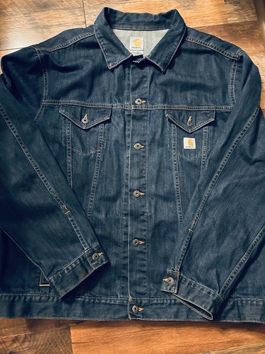 Carhartt 3XL Tall men’s blue denim jacket workwear J291 ABL