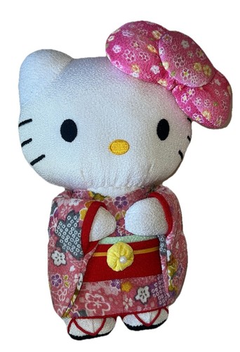 Hello Kitty Sanrio Standing Kimono 2012 Plush Doll Pink Red Japan Rare stuffed