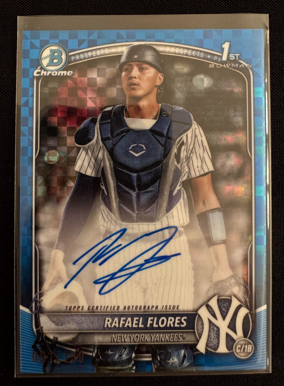 2025 Bowman Chrome Blue X-Fractor CPA-RF Rafael Flores Yankeed Auto /150