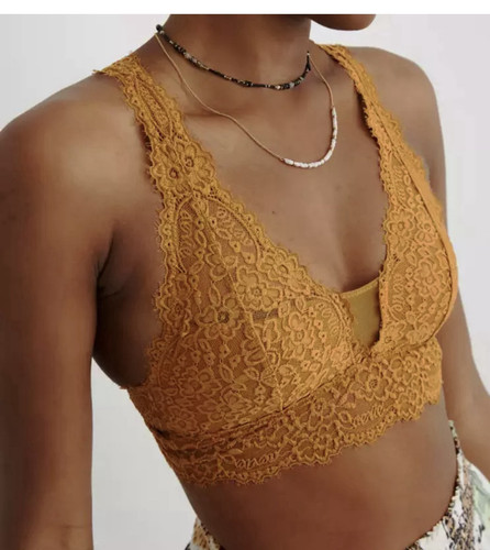 Aerie American Eagle Eyelash lace padded plunge bralette convertible racerback