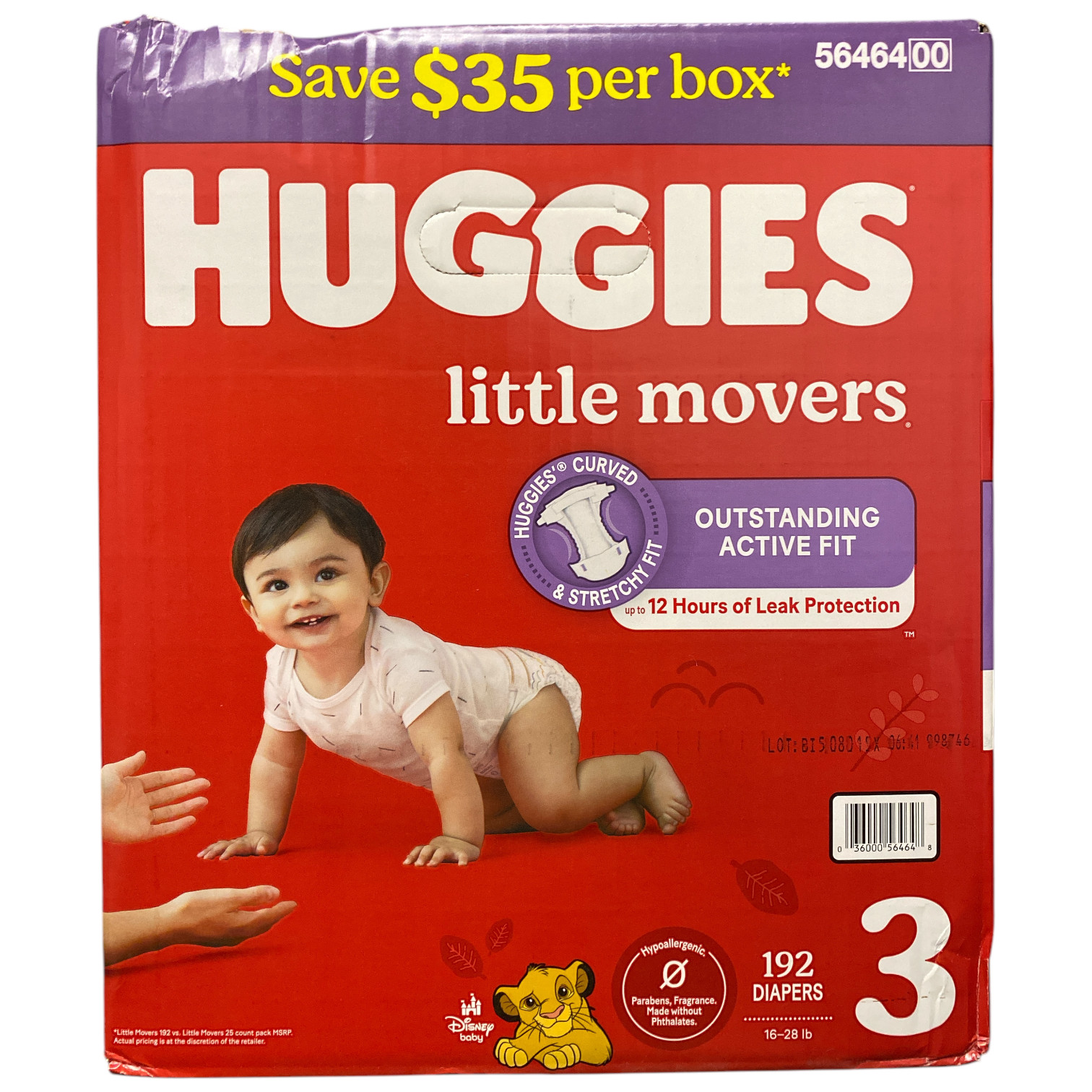 Huggies Little Movers Outstanding Active Fit Diapers, Size 3 (16-28lbs), 192ct