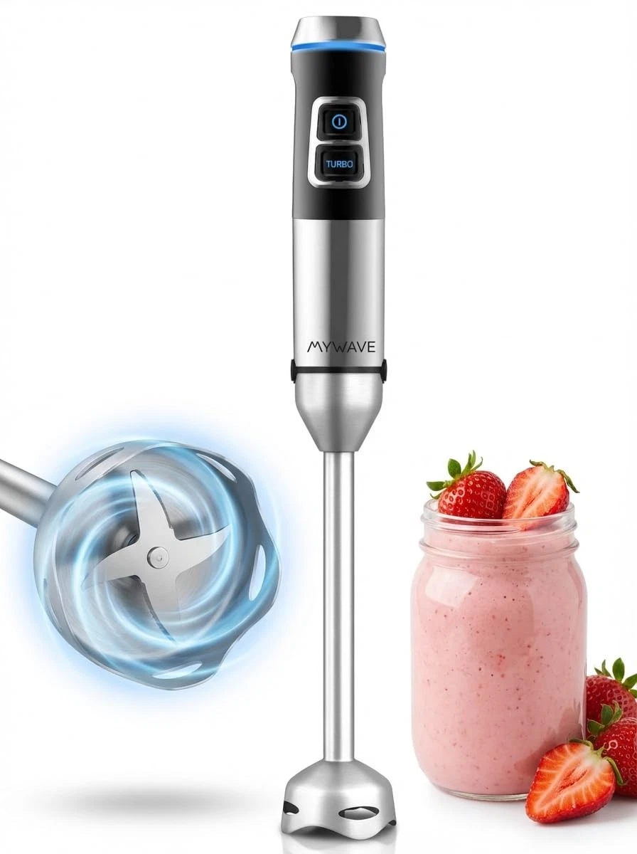 MYWAVE MWBTMXXL Saona Hand Blender for Solid and Liquid Foods, Stainl...