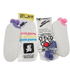 Vintage Pom Poms 3 Sport Socks Womens Size 9-11 Super Sox 1 Rollback Blue Cotton