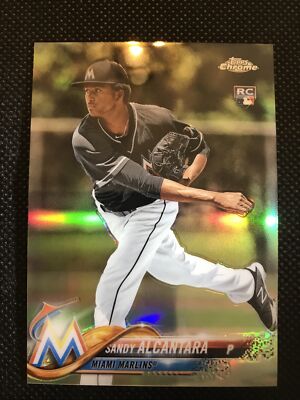 2018 Topps Chrome Refractor #128 Sandy Alcantara Rooki…