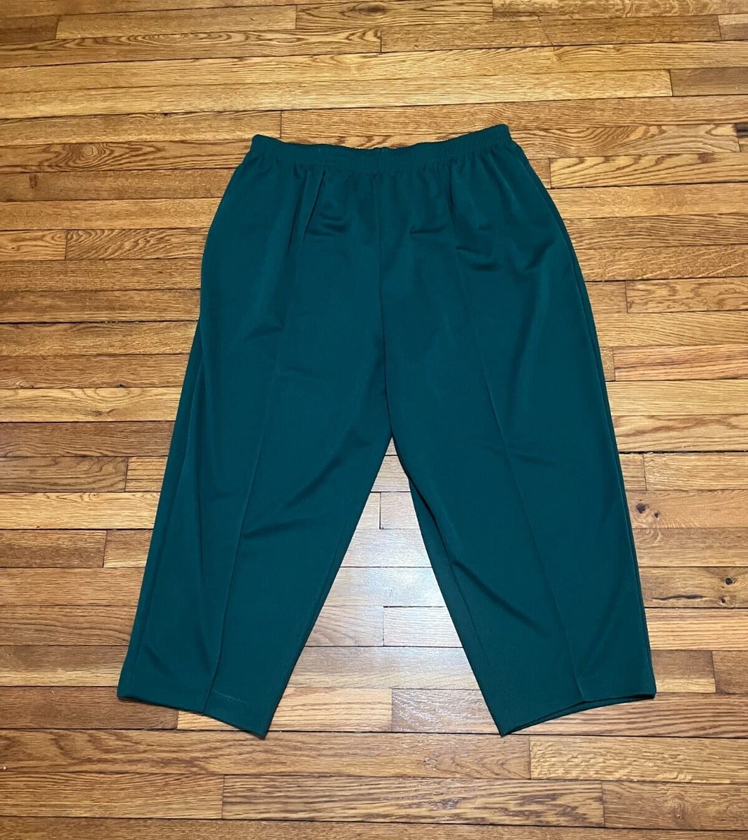 Roamans Womens Green Pull On Stretch Capri Pants Plus Size 26WP Wide Petite