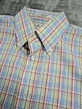 Enro Mens Size 16 34/35 Dress Shirt Non-Iron Long Slv Plaid Blue Red Preppy