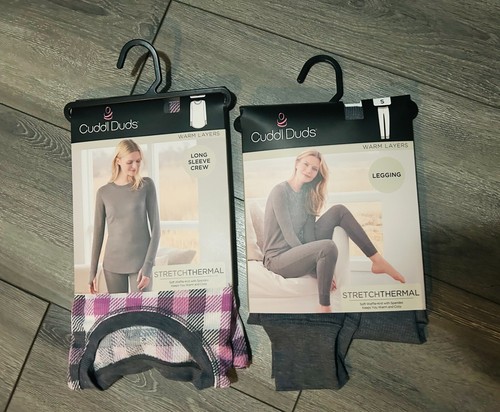 ClimateRight Cuddle Duds Womens 2 Pieces Snall LONG SLEEVE CREW & LEGGINGS set