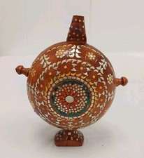 Vintage Wooden Canteen Flask Vessel Hand made Albania Decoration Decorative Cask