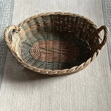 Basket Rope Accent Brown Fixed Handle Decorative. Oval Shape