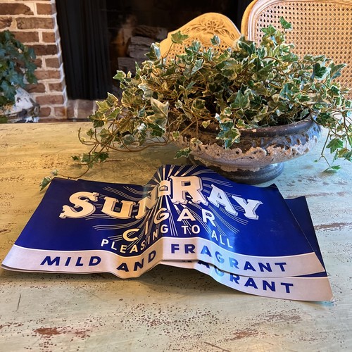 Sun Ray Cigar Window Paper Sign- Pleasing to All- Mild & Fragrant Vintage 1930's