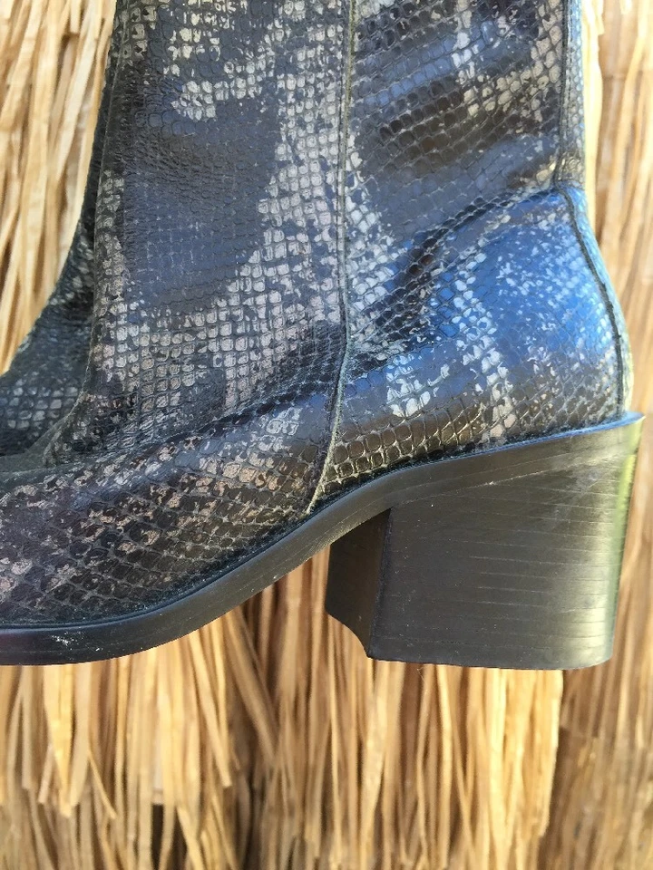 SAM & LIBBY CUERO Piel de Serpiente OCCIDENTAL Vaquero Cremallera Lateral Botines Mujer Talla 5.5 Foto 4 de 4