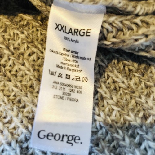 George Mens Jumper Brown Size 2XL XXL Acrylic Asda Long Sleeve Yarn Pullover - Picture 7 of 8