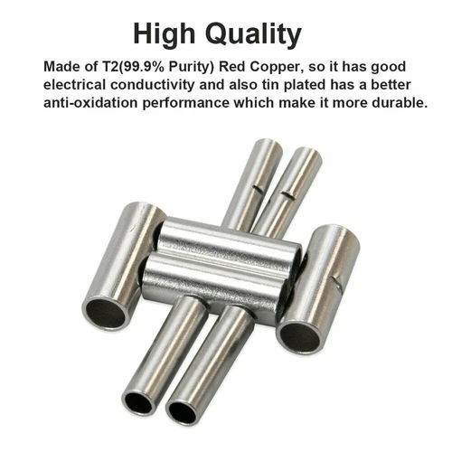 200Pcs Bare Copper Terminals Uninsulated Ferrules Splice Wire Crimp Connectors - Picture 6 of 21