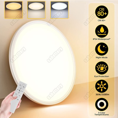 ULTRASLIM LED DECKENLAMPE DECKENLEUCHTE DIMMBAR MIT FB WOHNZIMMER LAMPEN 36W