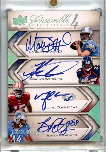 MATTHEW STAFFORD 2009 EXQUISITE ROOKIE ENSEMBLE QUAD AUTOGRAPH /15 RC 💎 