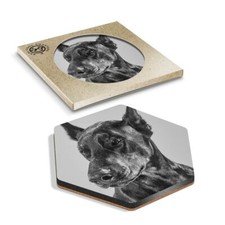 1 x Hexagon Coaster - BW - Doberman Dog Portrait Puppy #39046
