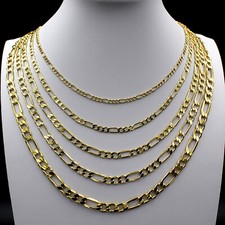 10K Yellow Gold 2mm-6.5mm Figaro Chain Link Pendant Necklace Bracelet 7" - 30"
