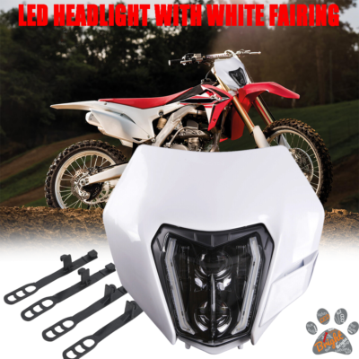 Phare LED Universel Pour Dirt Bike / Enduro - Blanc, Aluminium, Compatible De Nombreux Modèles