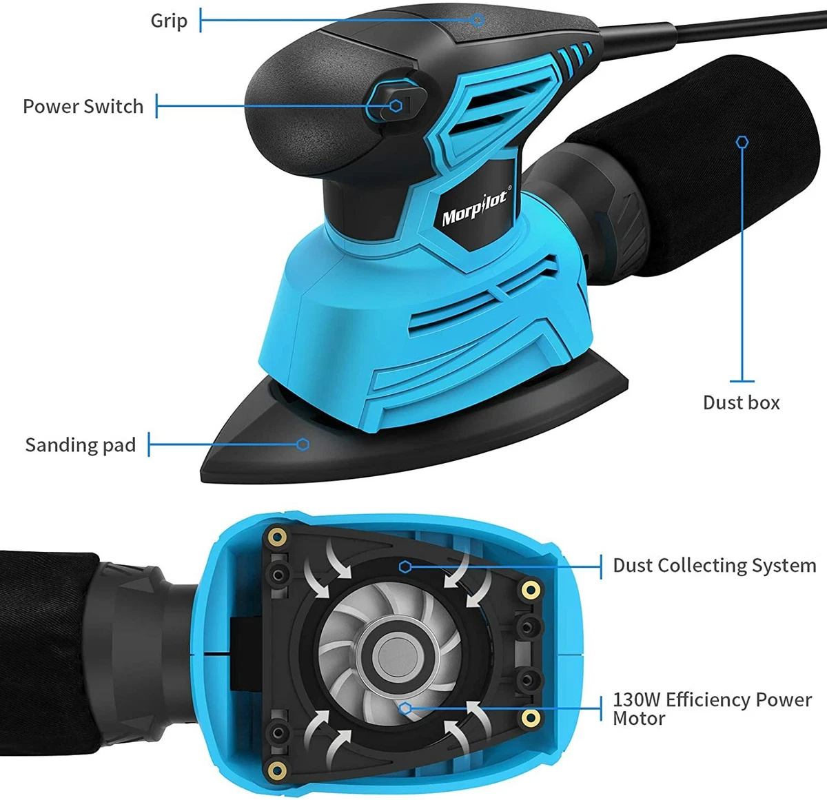 Hand sander cheap with dust collector