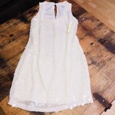 NWT LAUREN CONRAD White Sequins Sleeveless Evening Holiday Sheath Dress Sz 2 NEW