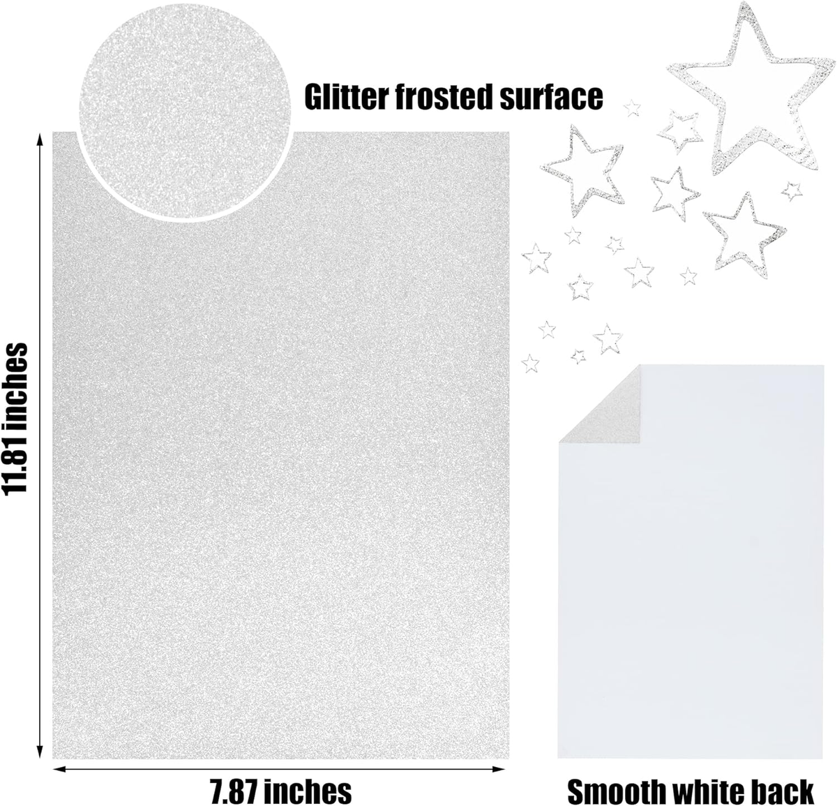Silver Glitter Cardstock Paper - 100 Sheets 8.5x11 Inch 250 GSM For Crafts & Scrapbooking