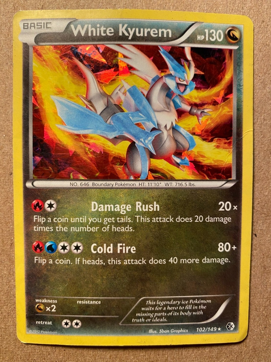 Pokémon TCG White Kyurem Boundaries Crossed 102/149 Reverse Holo Rare LP